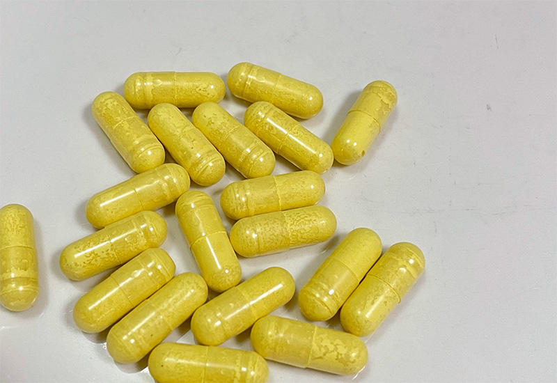 Supplement capsules close up
